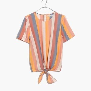 Madewell Button-Back Tie Tee in Sherbet Stripe
